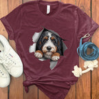 Adorable 3D Dog Breaking Through Print T-shirt