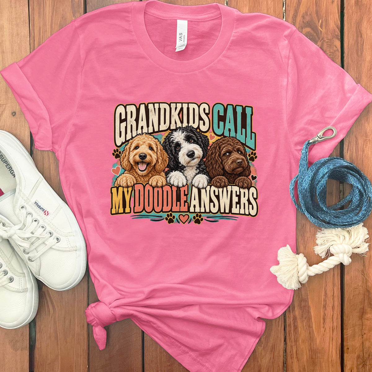 Doodle Answers T-Shirt in Charity Pink / S by Puppy Jo