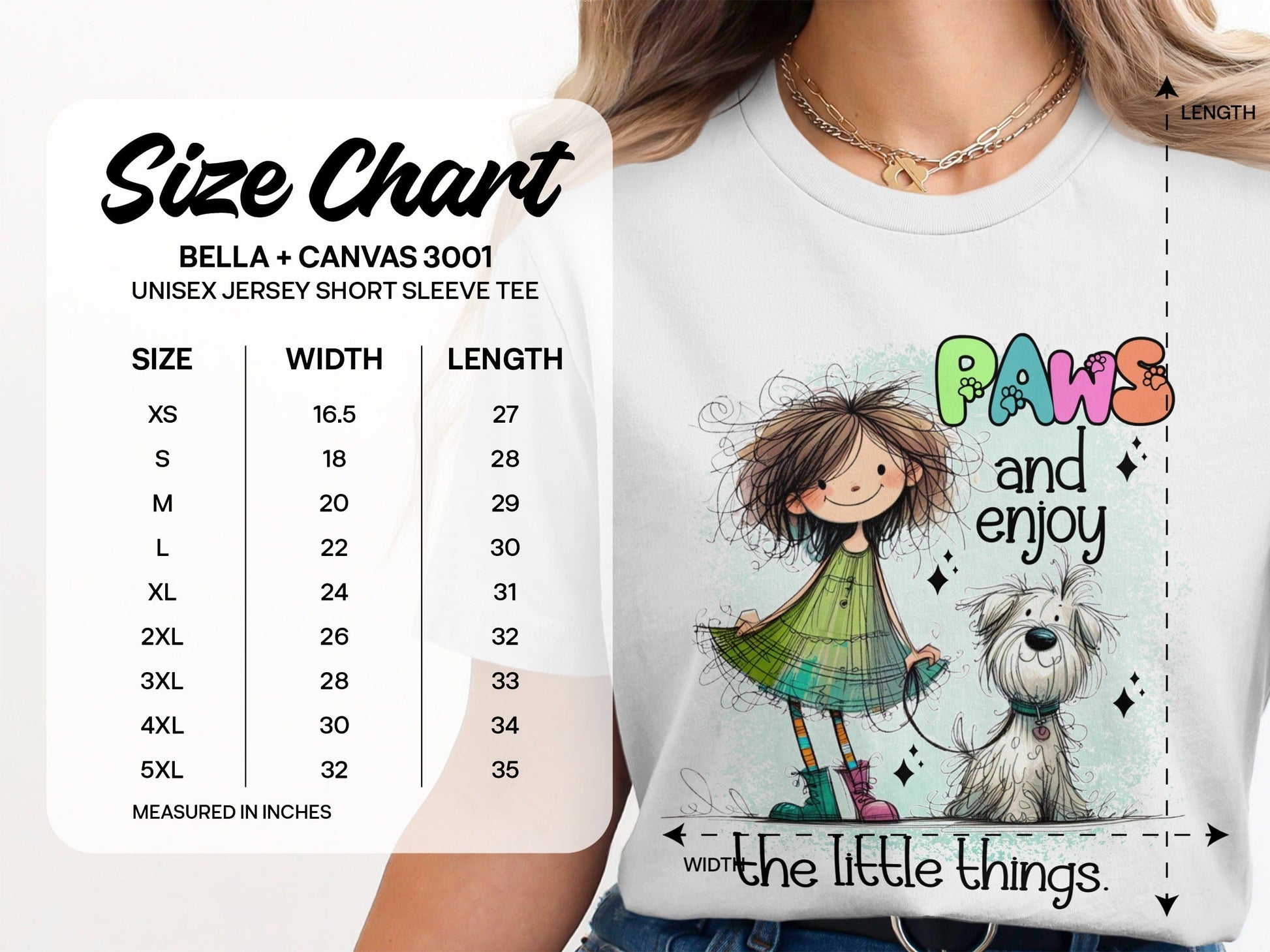 Cartoon Girl and Dog Tshirt Enjoy The Little Things product type