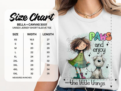 Cartoon Girl and Dog Tshirt Enjoy The Little Things product type