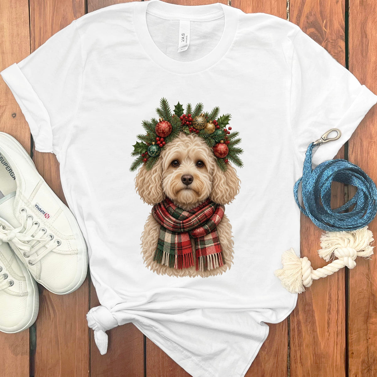 Maltipoo Holiday Crown T-Shirt in White / S by Puppy Jo