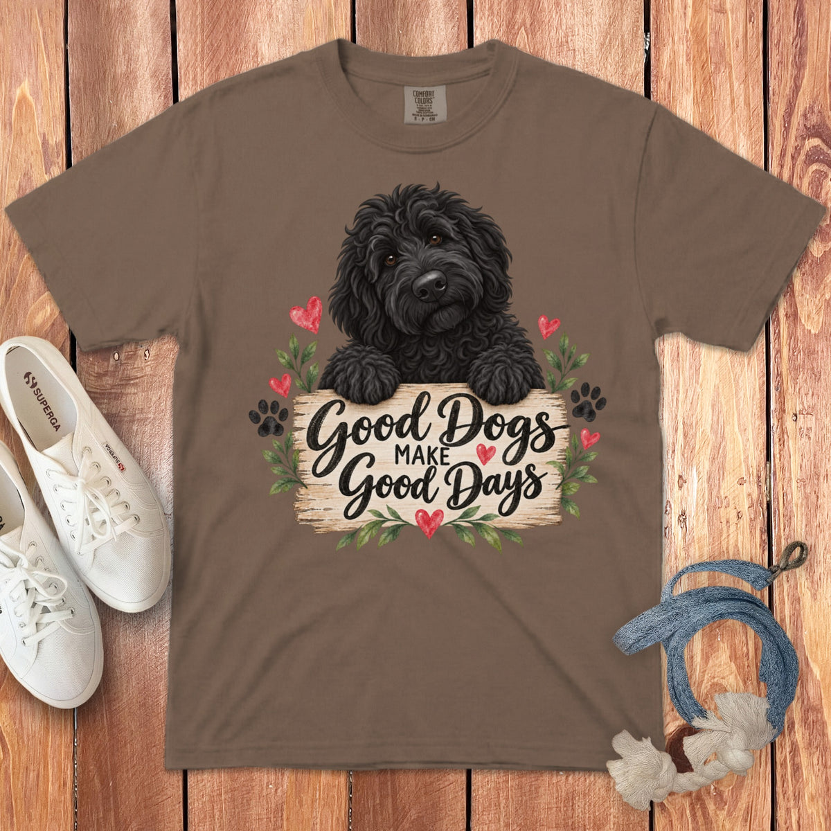 Black Goldendoodle Good Days Signature T-Shirt