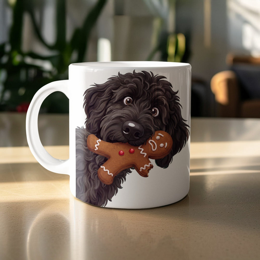 Black Goldendoodle Cookie Thief Mug in by Puppy Jo
