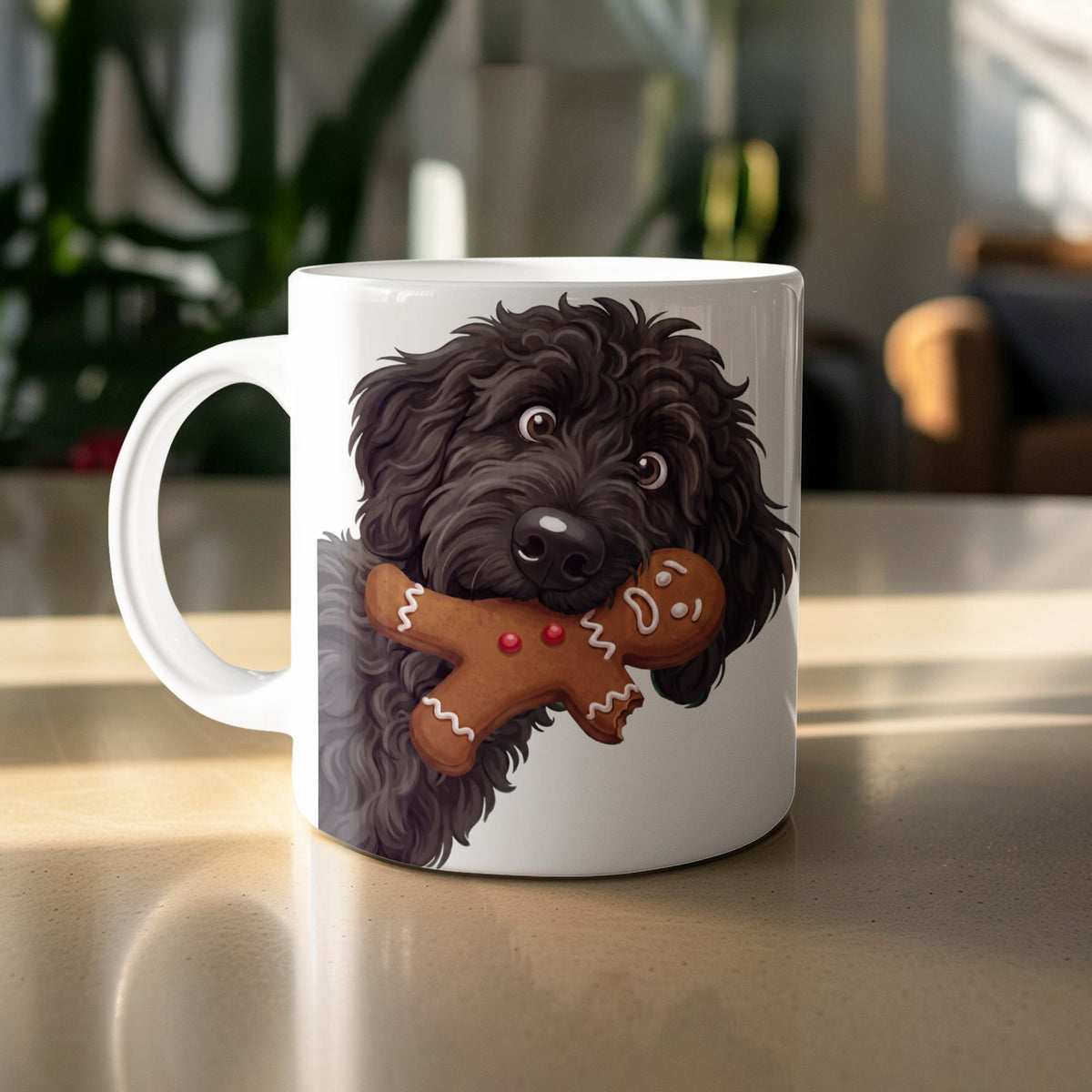 Black Goldendoodle Cookie Thief Mug in by Puppy Jo