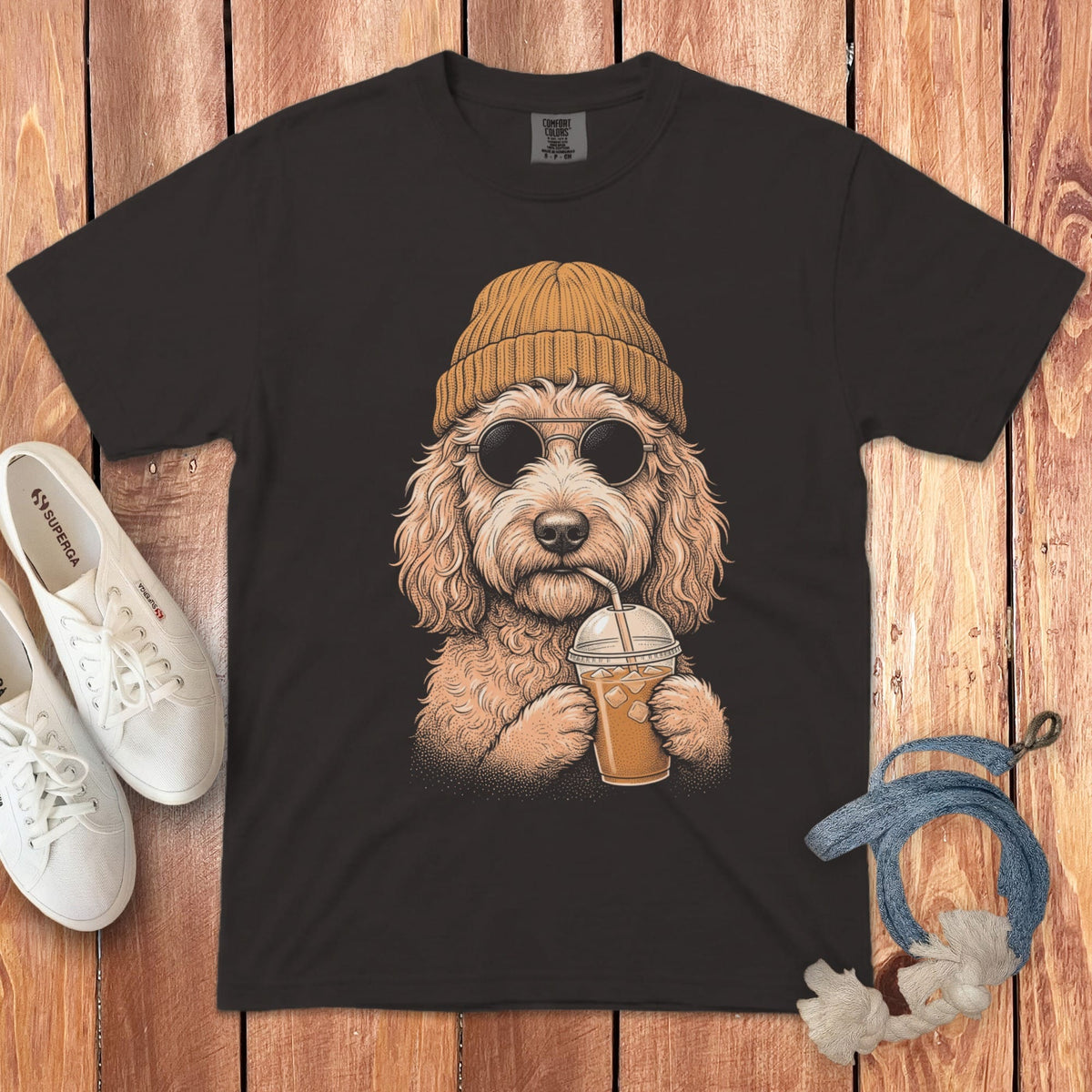 Apricot Goldendoodle Ice Latte Signature T-Shirt in Graphite / S by Puppy Jo