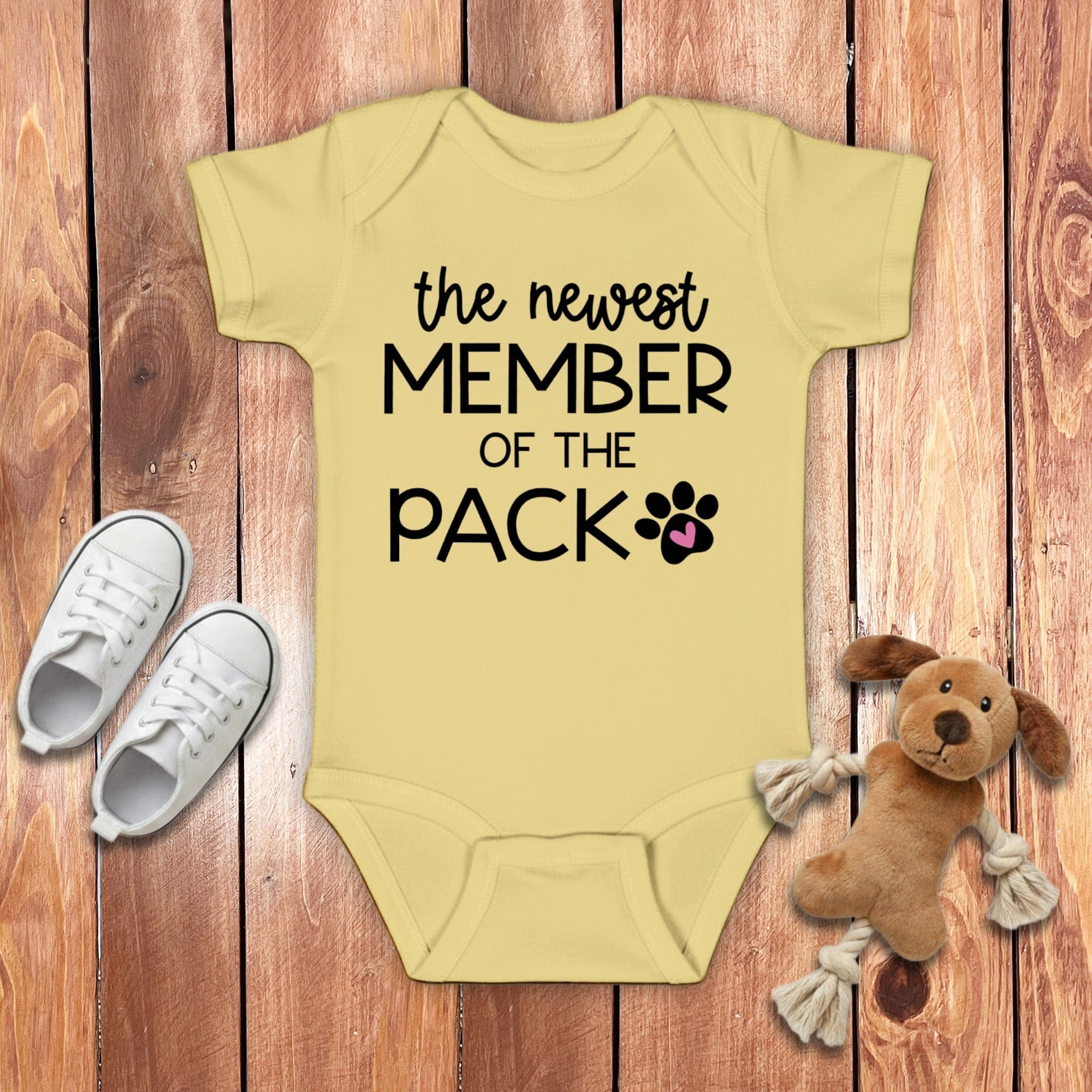 Baby Girl Newest Member Bodysuit in Banana / 6M by Puppy Jo
