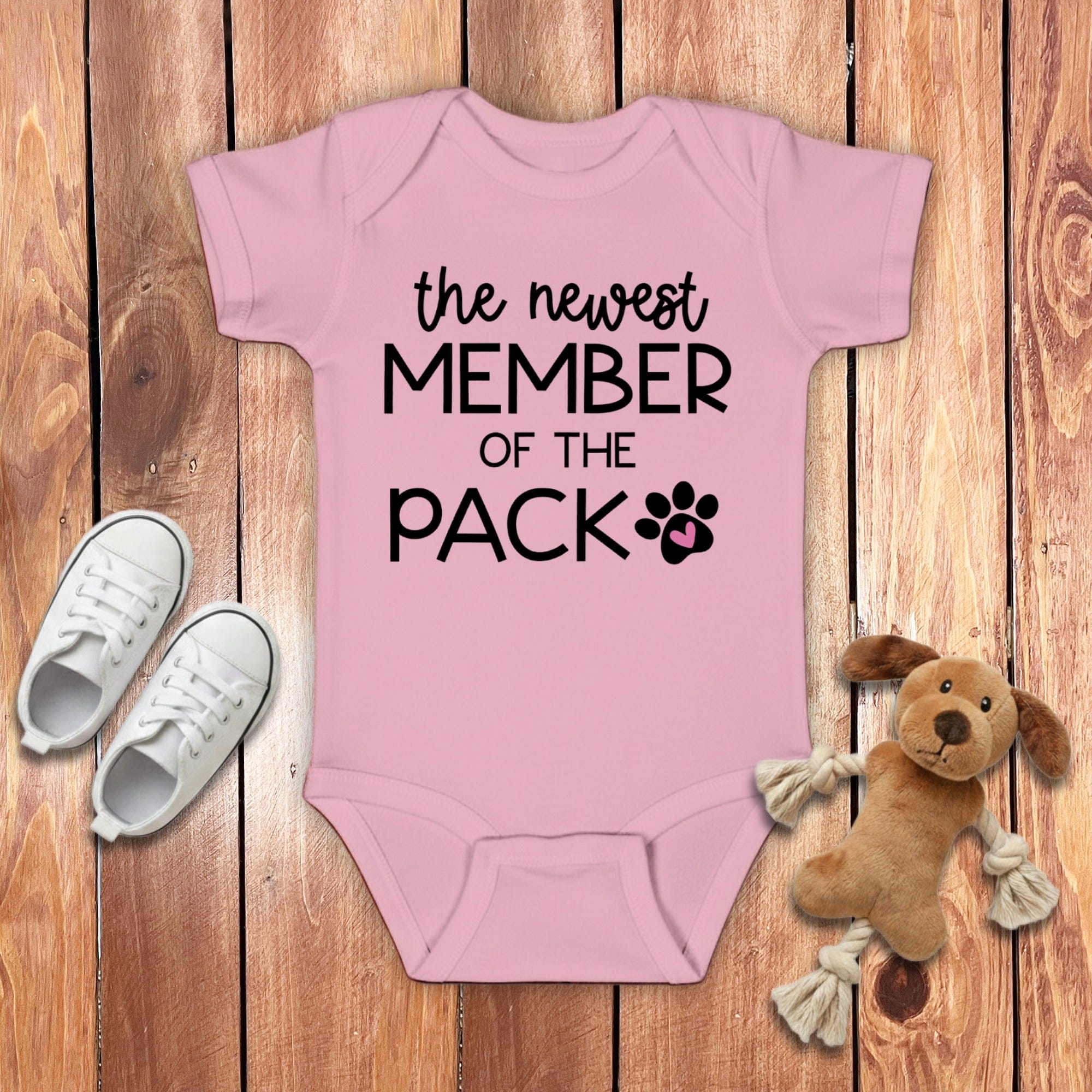 Baby Girl Newest Member Bodysuit in Pink / 6M by Puppy Jo