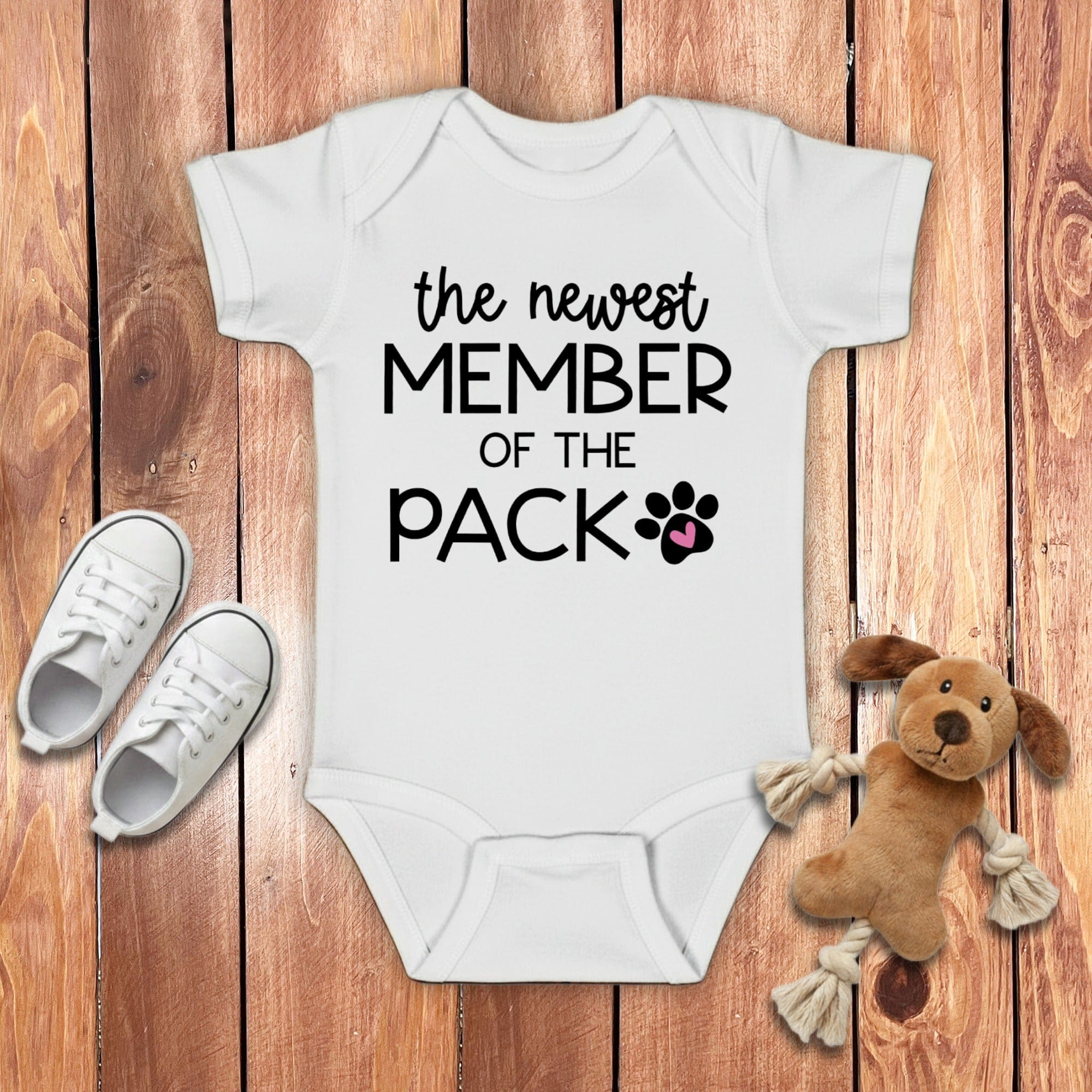 Baby Girl Newest Member Bodysuit in White / 6M by Puppy Jo