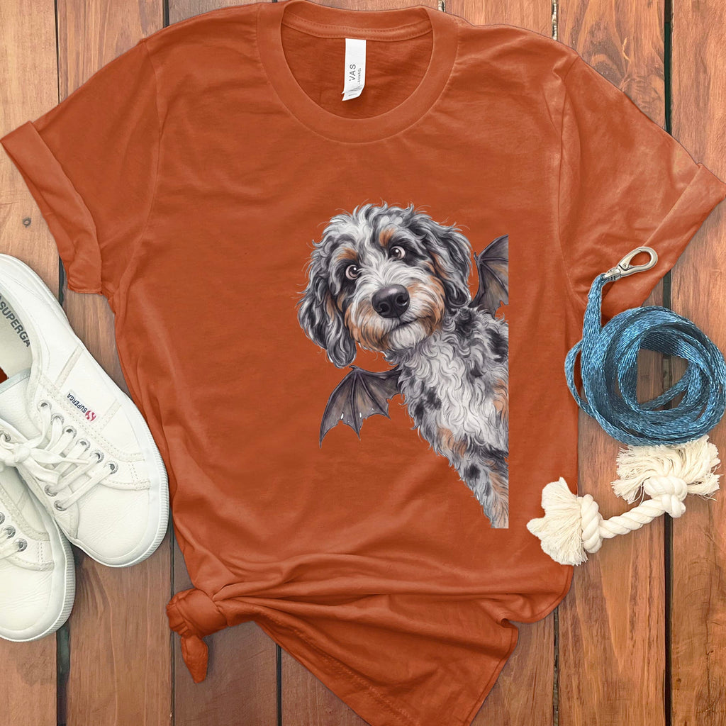 Bat Aussiedoodle T-Shirt in Autumn / S by Puppy Jo
