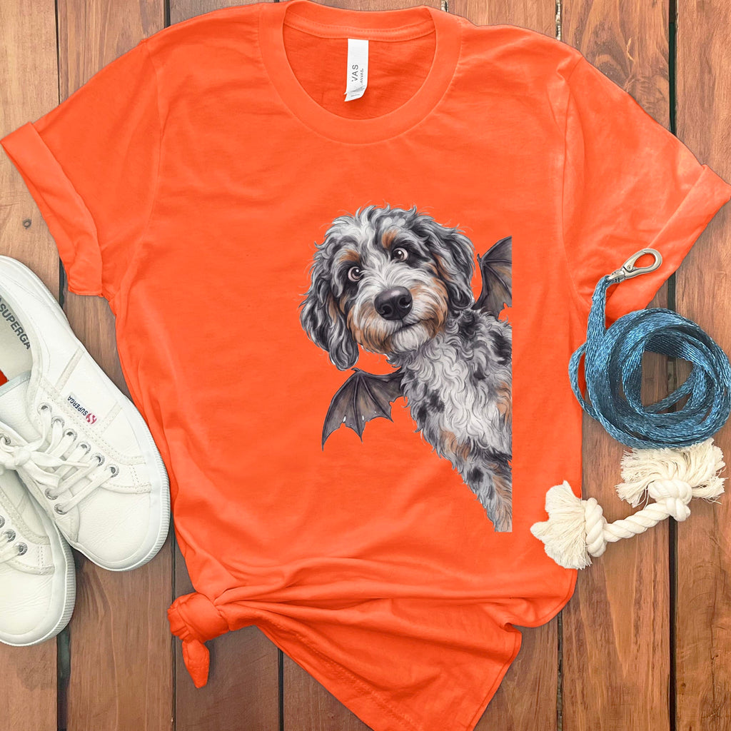 Bat Aussiedoodle T-Shirt in Orange / S by Puppy Jo