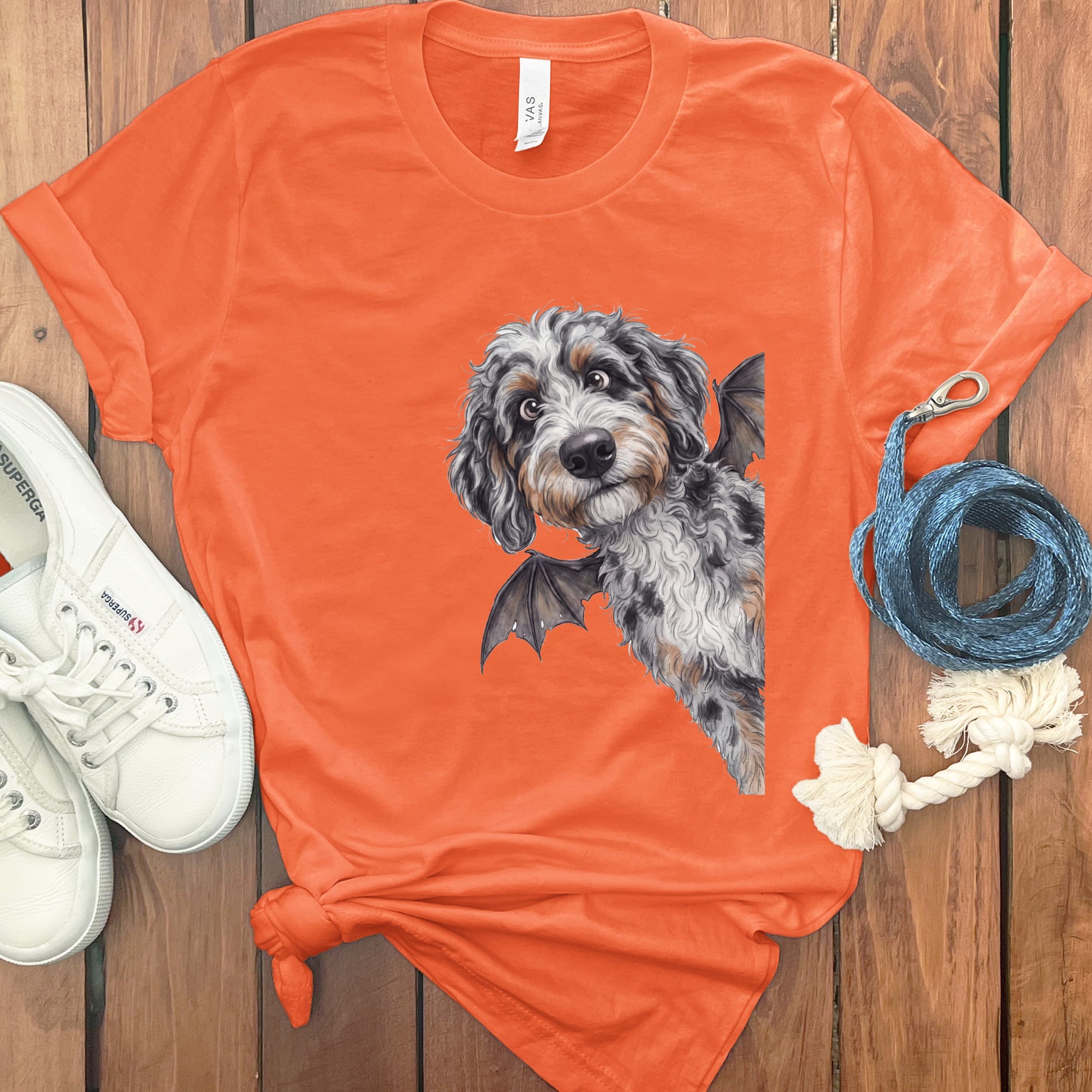 Bat Aussiedoodle T-Shirt in Orange / S by Puppy Jo