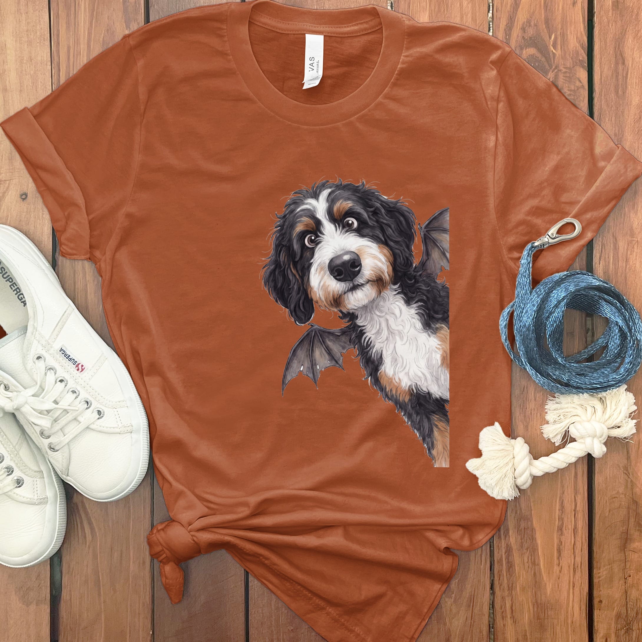 Bat Bernedoodle T-Shirt in Autumn / S by Puppy Jo