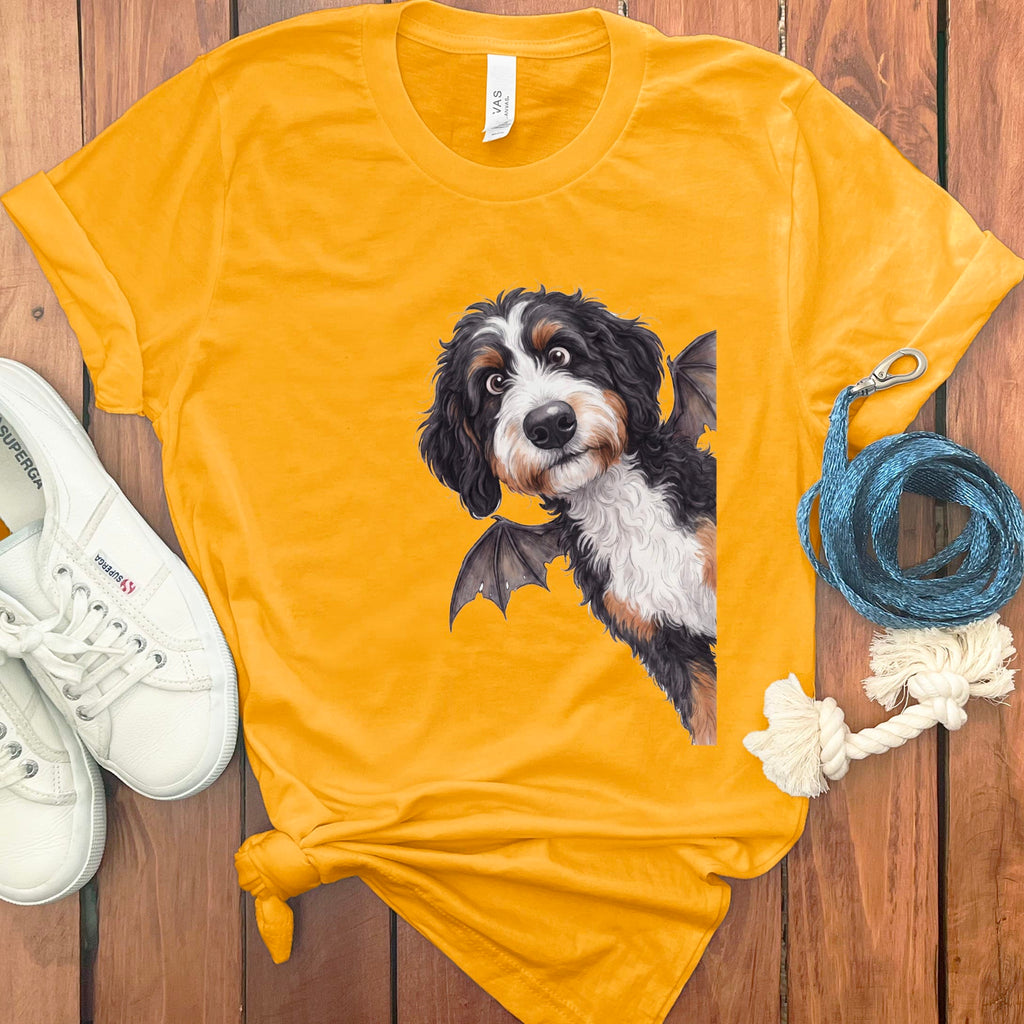 Bat Bernedoodle T-Shirt in Gold / S by Puppy Jo