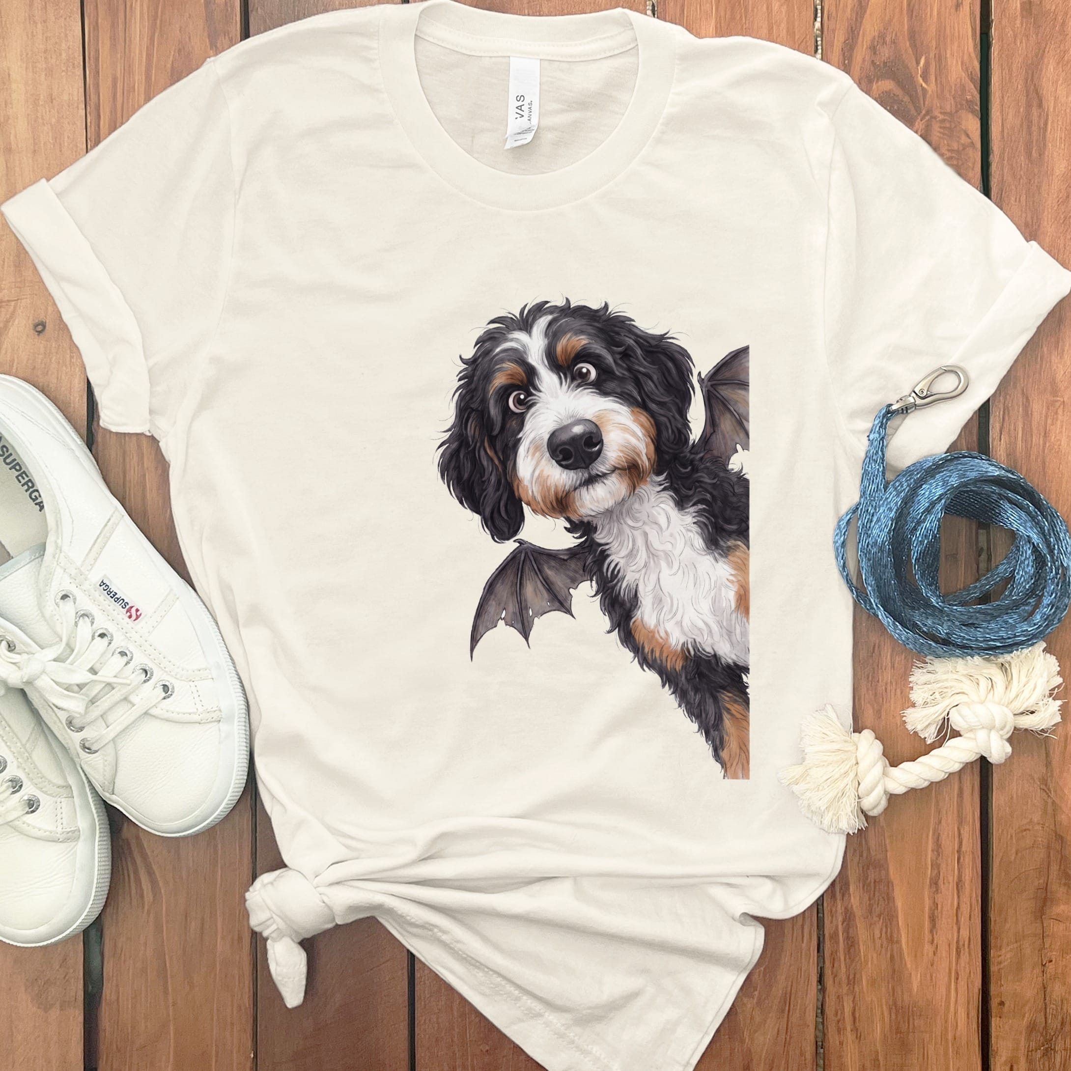 Bat Bernedoodle T-Shirt in Natural / S by Puppy Jo