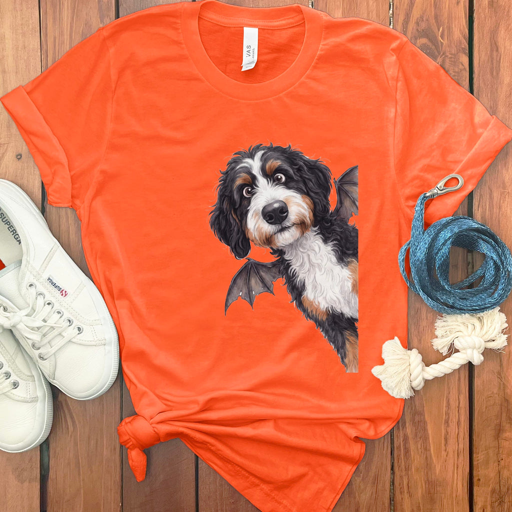 Bat Bernedoodle T-Shirt in Orange / S by Puppy Jo