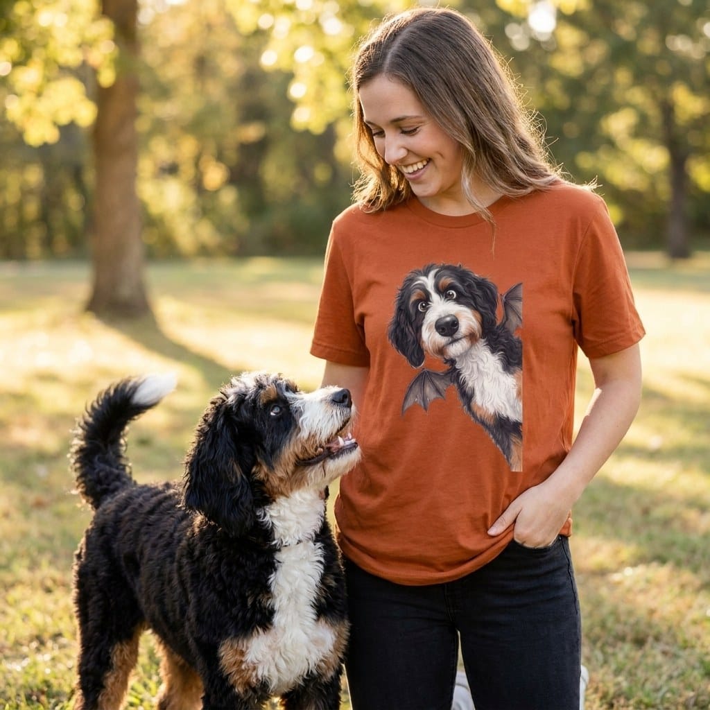 Bat Bernedoodle T-Shirt in by Puppy Jo