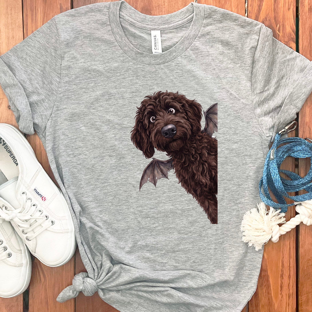 Bat Chocoalte Goldendoodle T-Shirt in Athletic Heather / S by Puppy Jo
