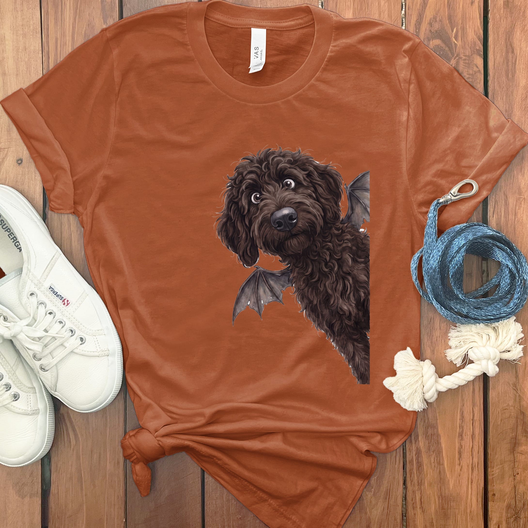 Bat Chocoalte Goldendoodle T-Shirt in Autumn / S by Puppy Jo