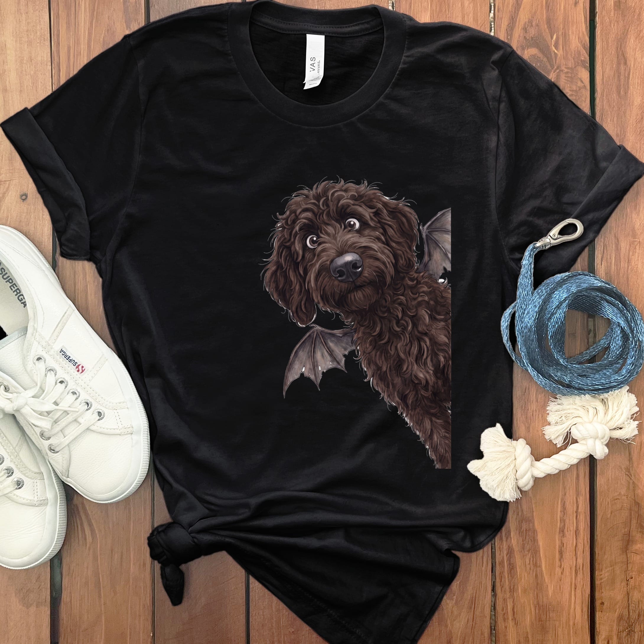 Bat Chocoalte Goldendoodle T-Shirt in Black / S by Puppy Jo