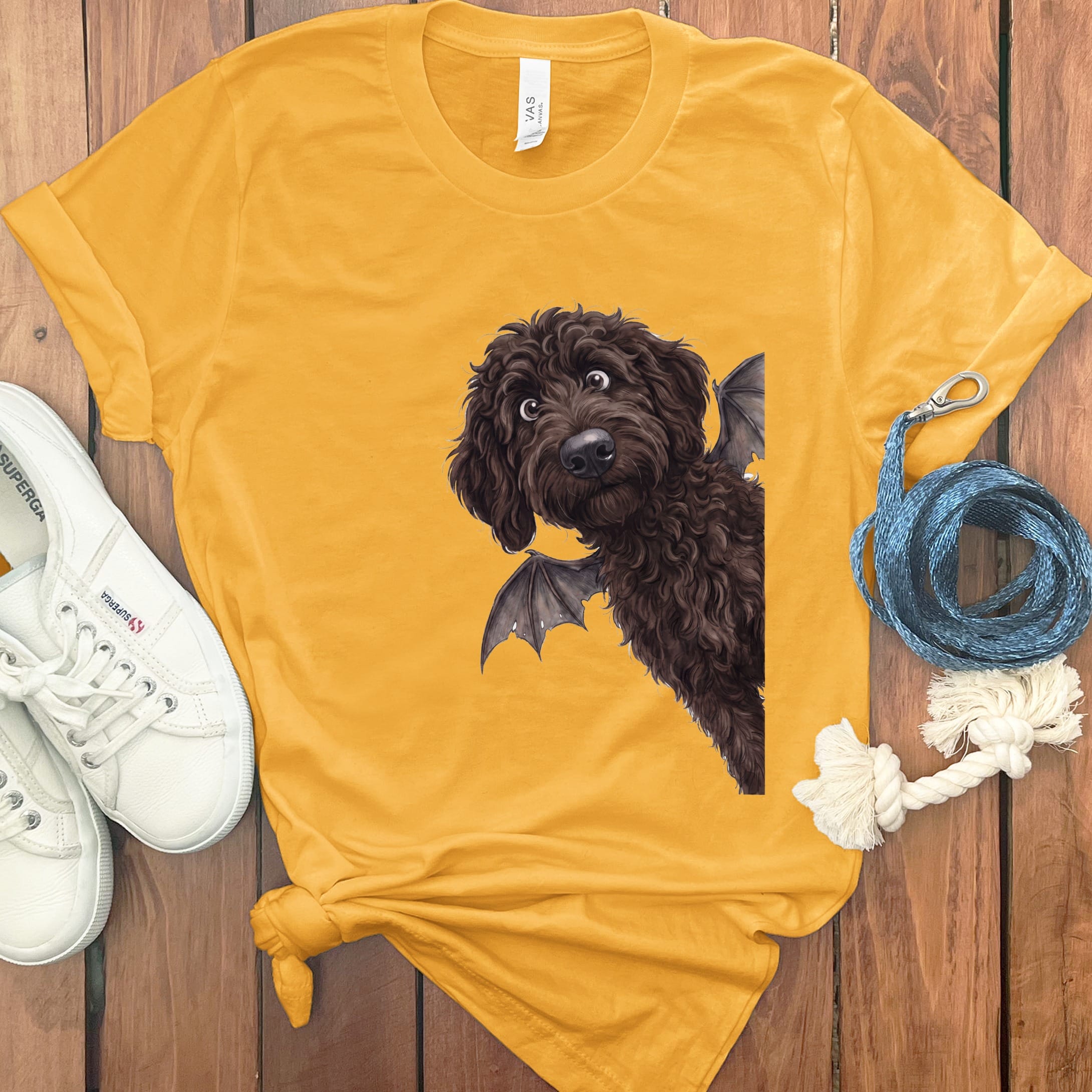 Bat Chocoalte Goldendoodle T-Shirt in Gold / S by Puppy Jo