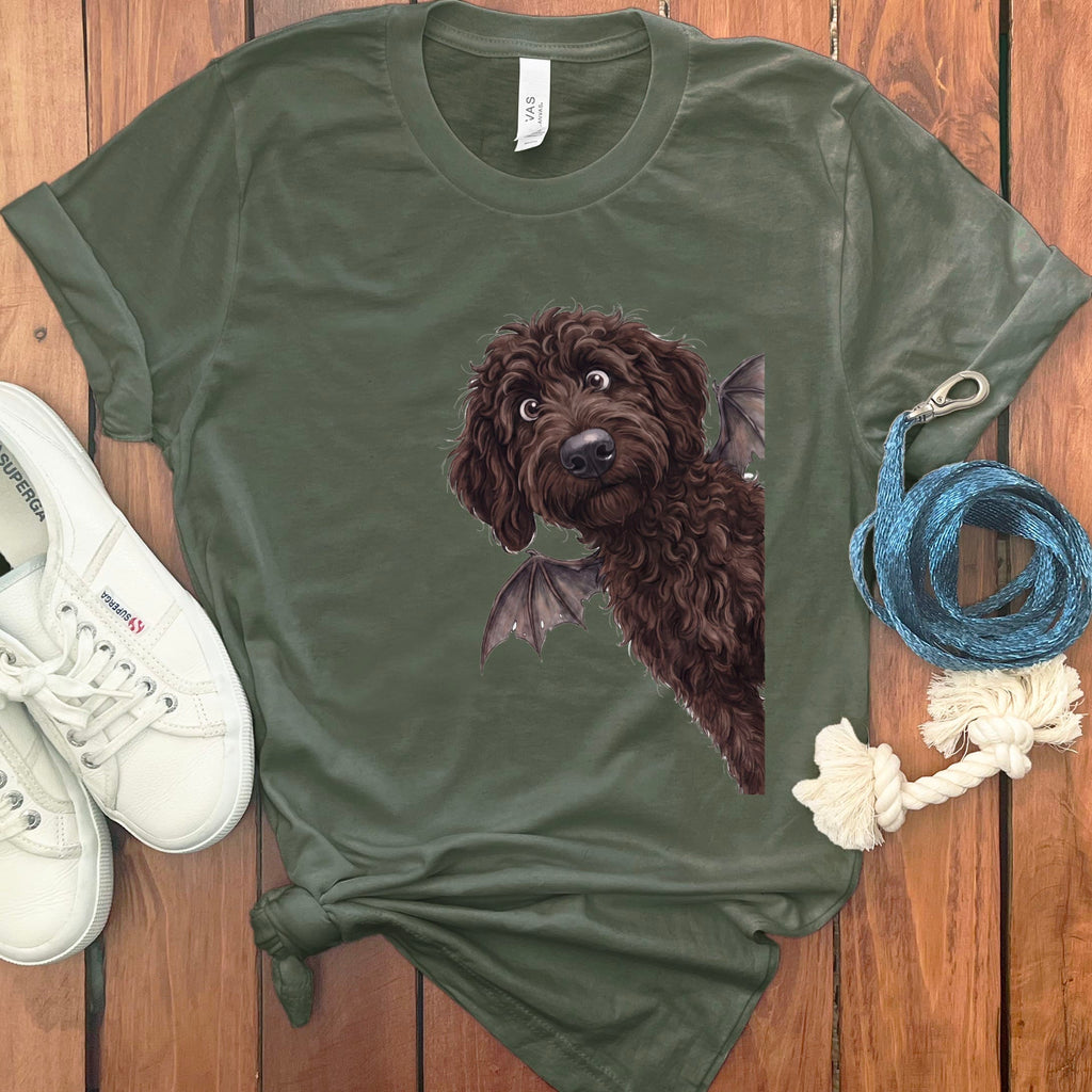 Bat Chocoalte Goldendoodle T-Shirt in Military Green / S by Puppy Jo