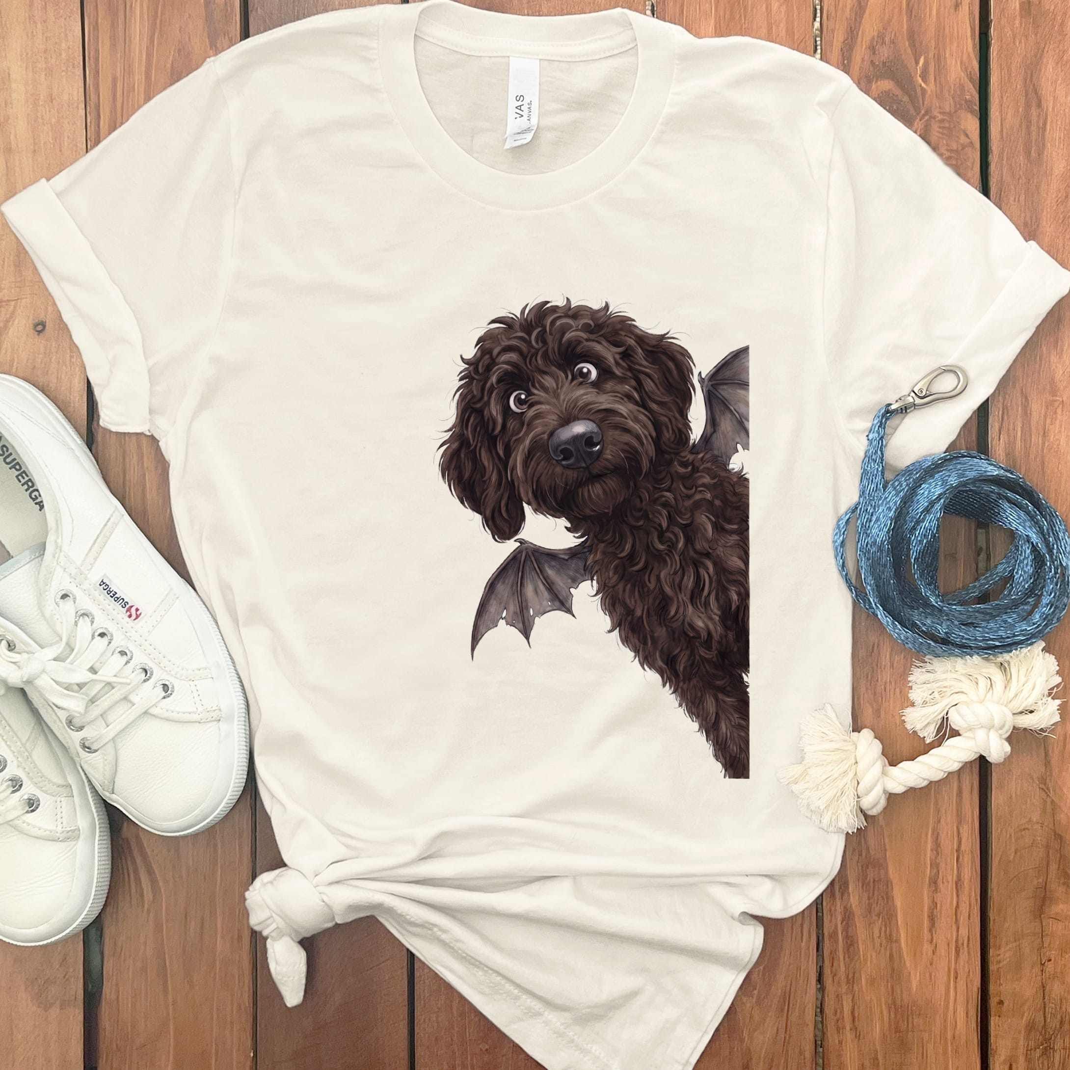 Bat Chocoalte Goldendoodle T-Shirt in Natural / S by Puppy Jo