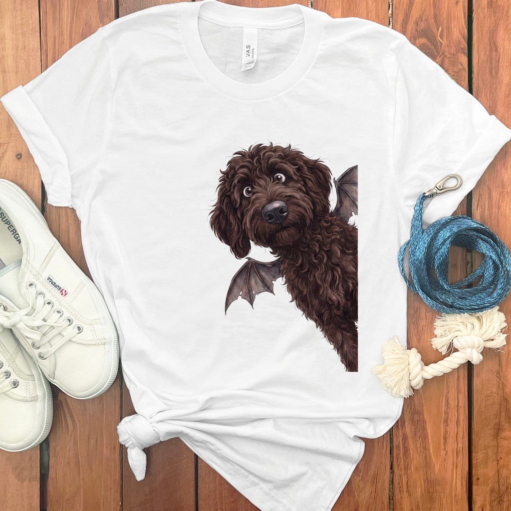 Bat Chocoalte Goldendoodle T-Shirt in White / S by Puppy Jo