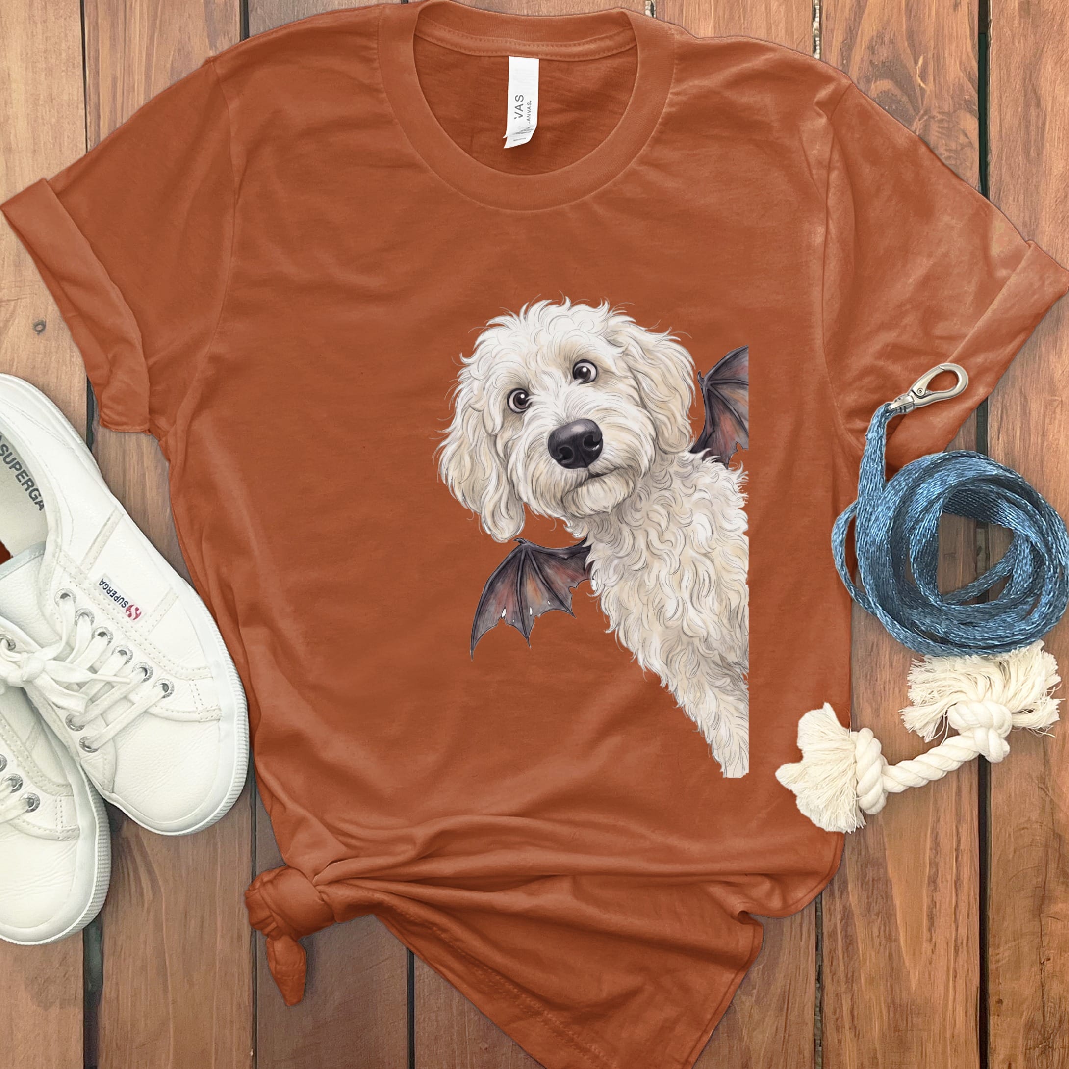 Bat Cream Goldendoodle T-Shirt in Autumn / S by Puppy Jo