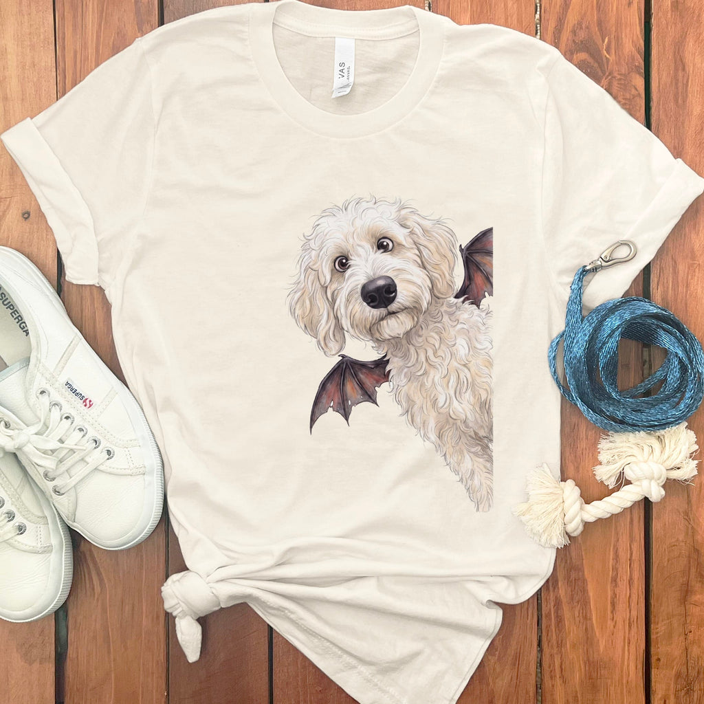 Bat Cream Goldendoodle T-Shirt in Natural / S by Puppy Jo