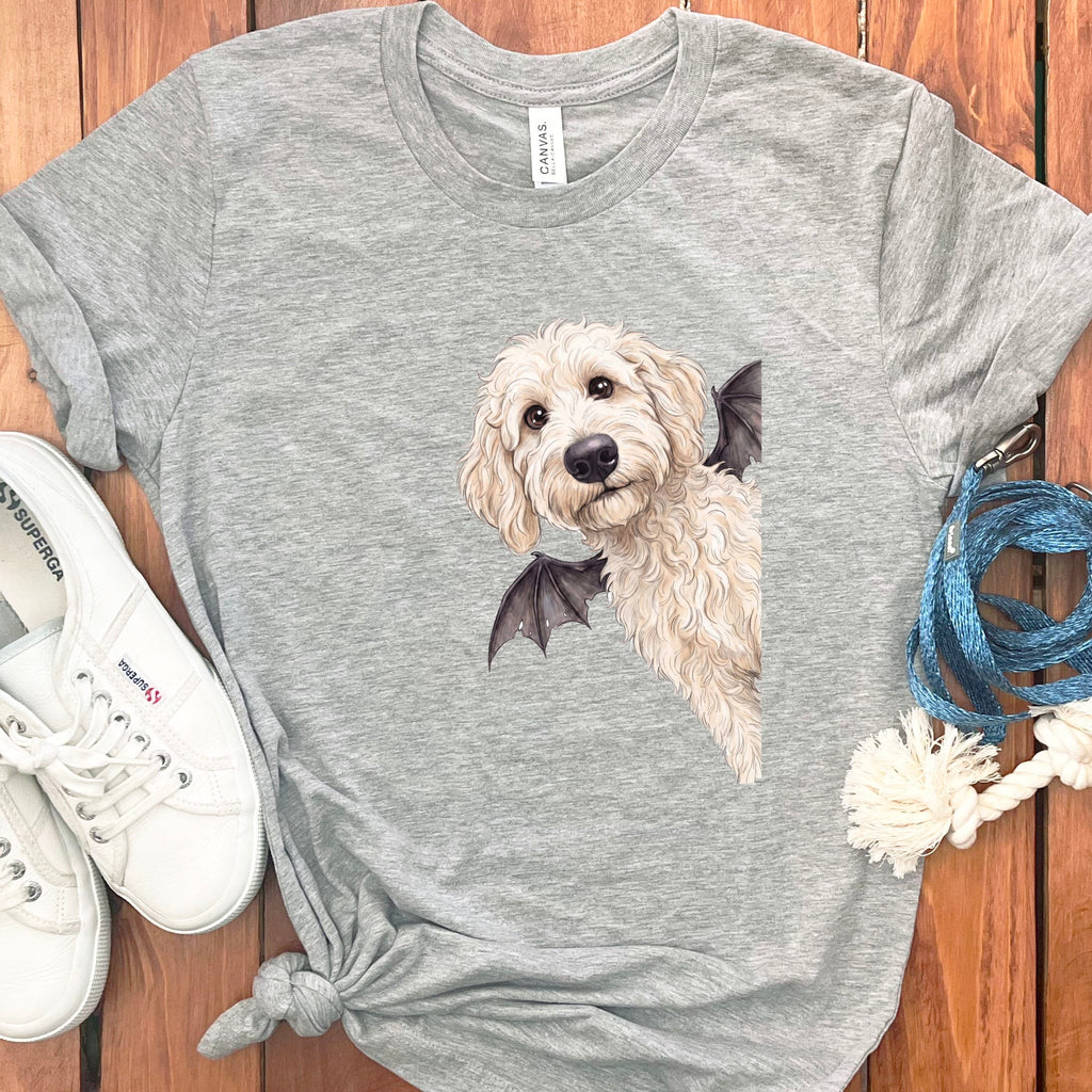 Bat Maltipoo T-Shirt in Athletic Heather / S by Puppy Jo