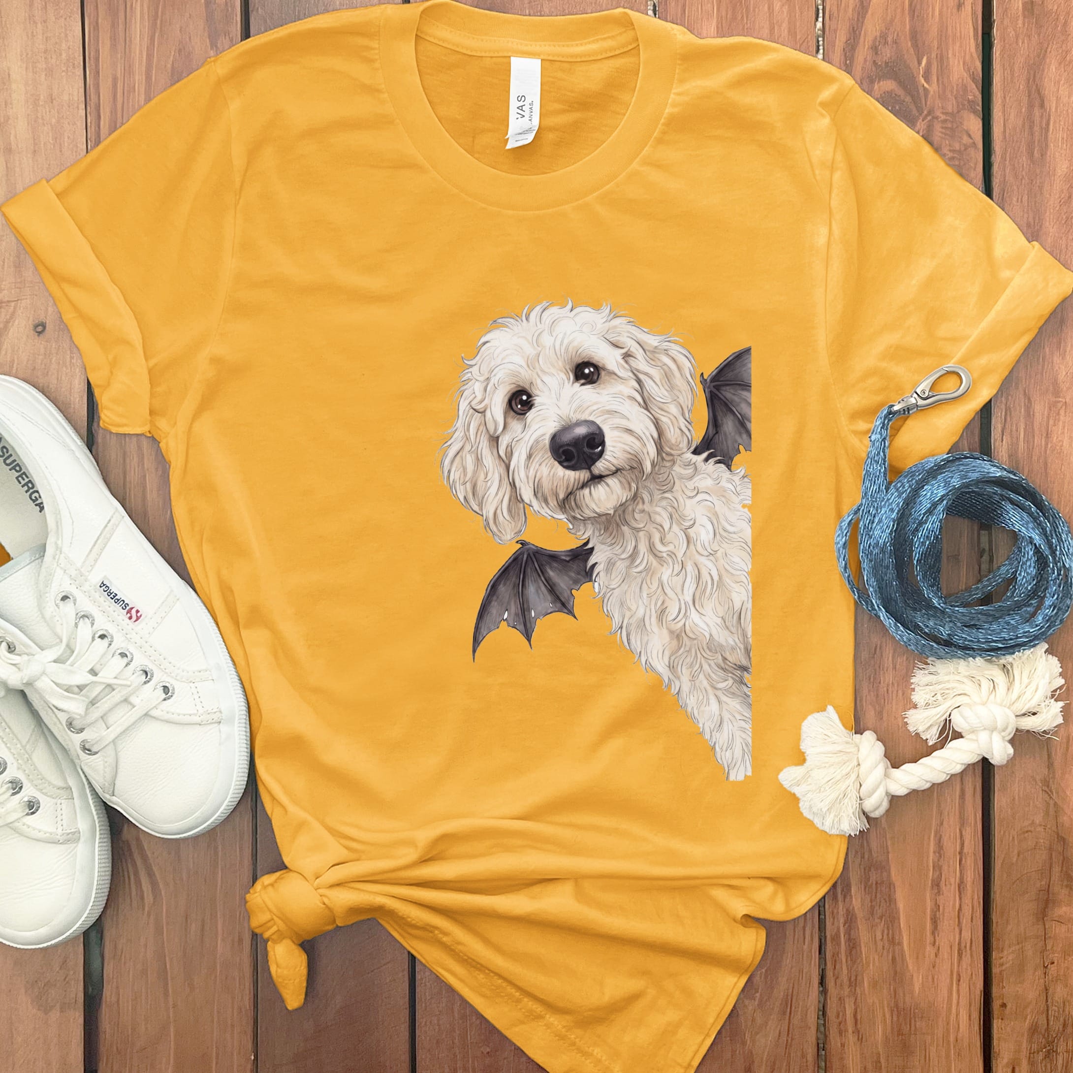 Bat Maltipoo T-Shirt in Gold / S by Puppy Jo