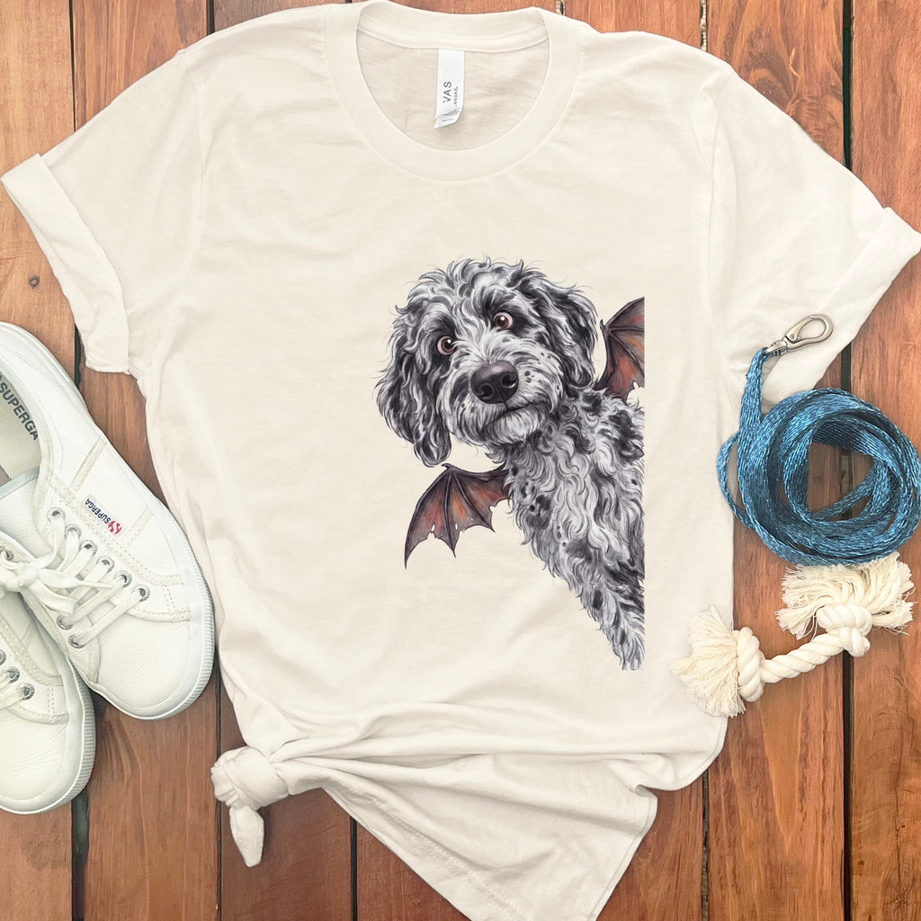 Bat Merle Goldendoodle T-Shirt in Natural / S by Puppy Jo