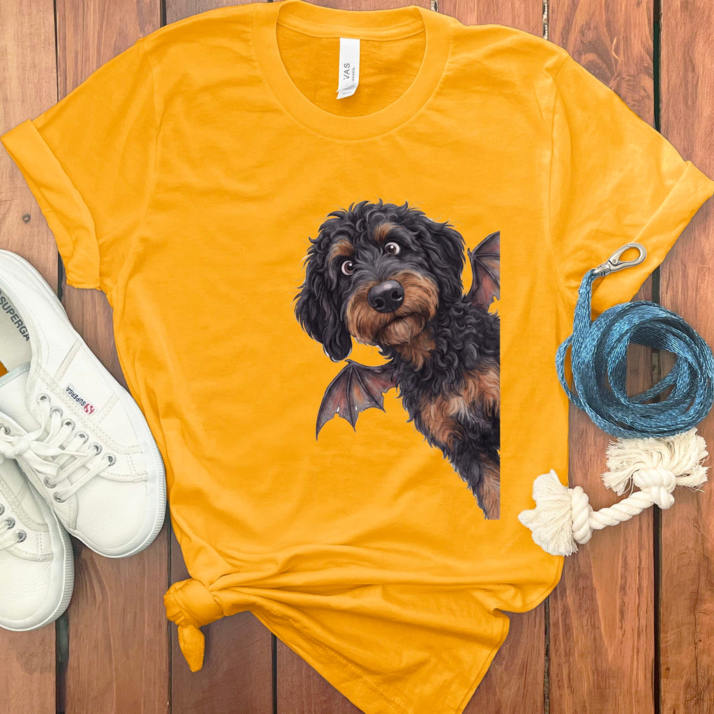 Bat Phantom Goldendoodle T-Shirt in Gold / S by Puppy Jo