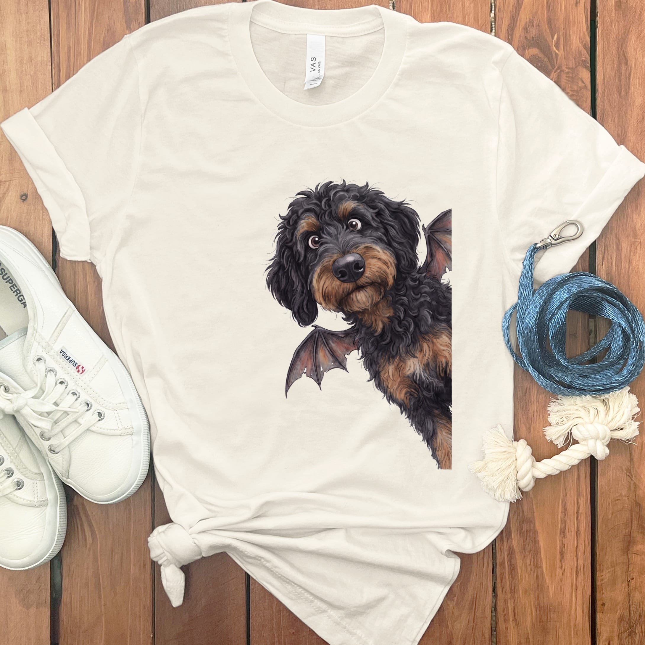 Bat Phantom Goldendoodle T-Shirt in Natural / S by Puppy Jo