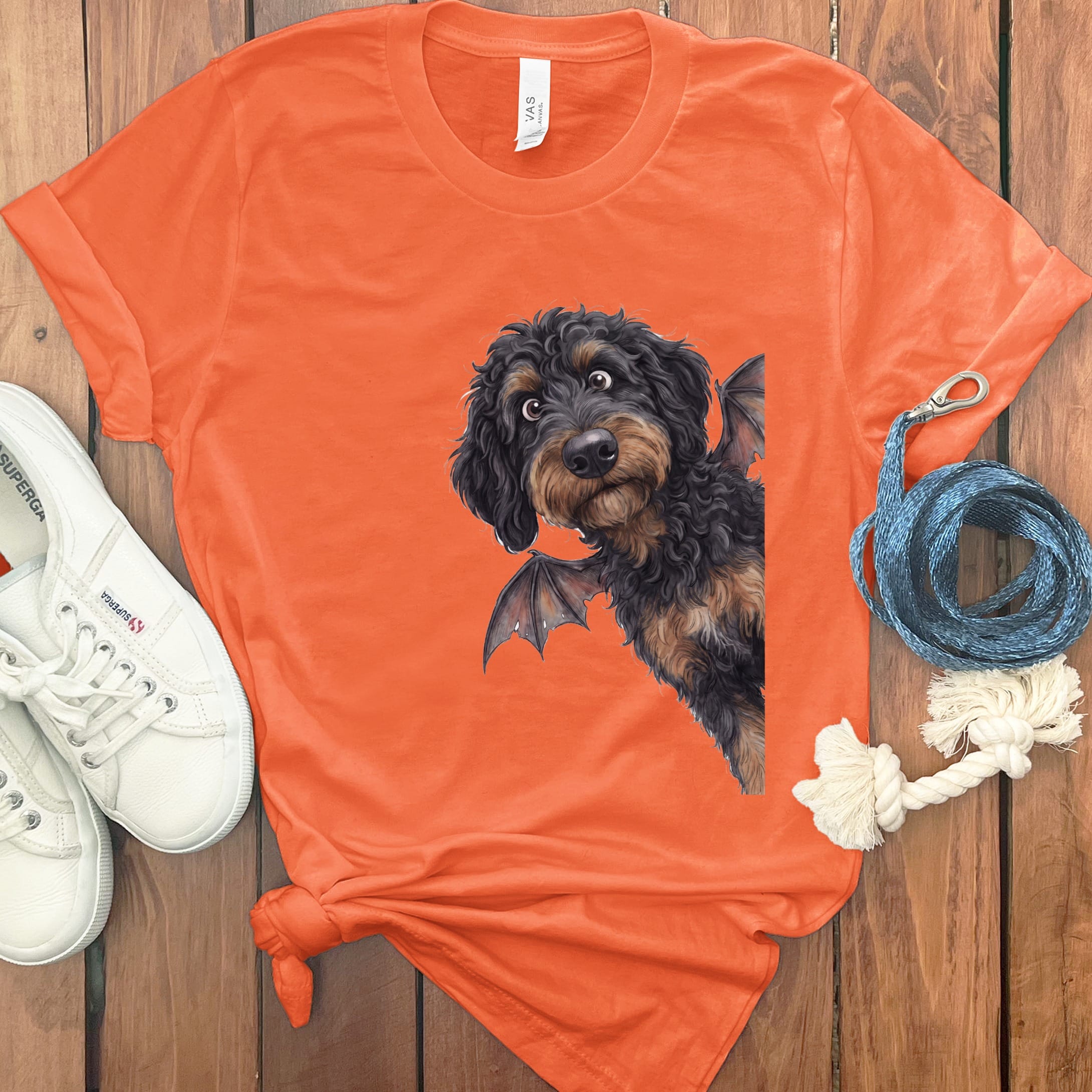 Bat Phantom Goldendoodle T-Shirt in Orange / S by Puppy Jo