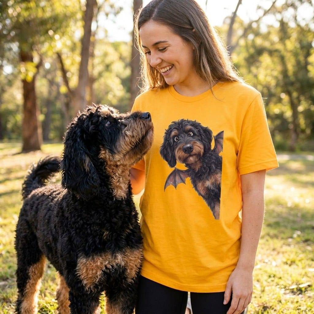 Bat Phantom Goldendoodle T-Shirt in by Puppy Jo