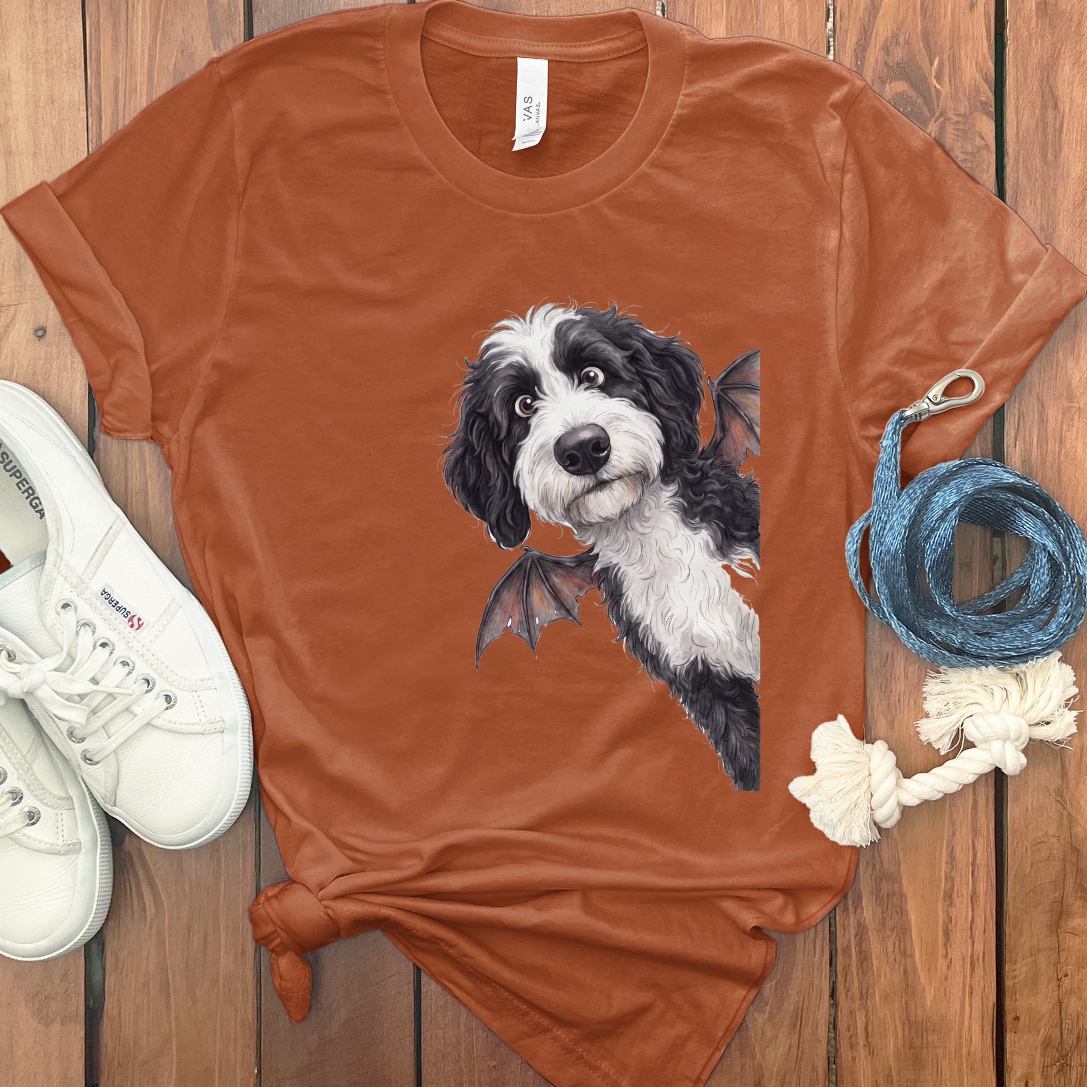 Bat Sheepadoodle T-Shirt in Autumn / S by Puppy Jo