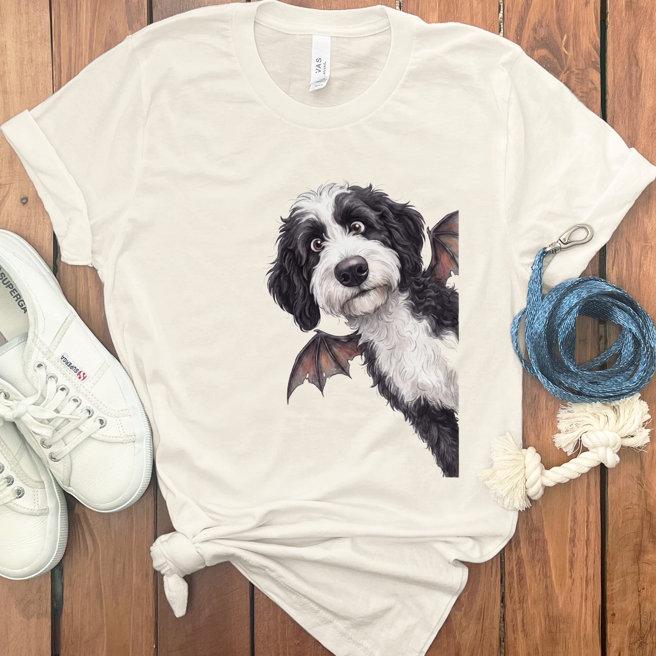 Bat Sheepadoodle T-Shirt in Natural / S by Puppy Jo