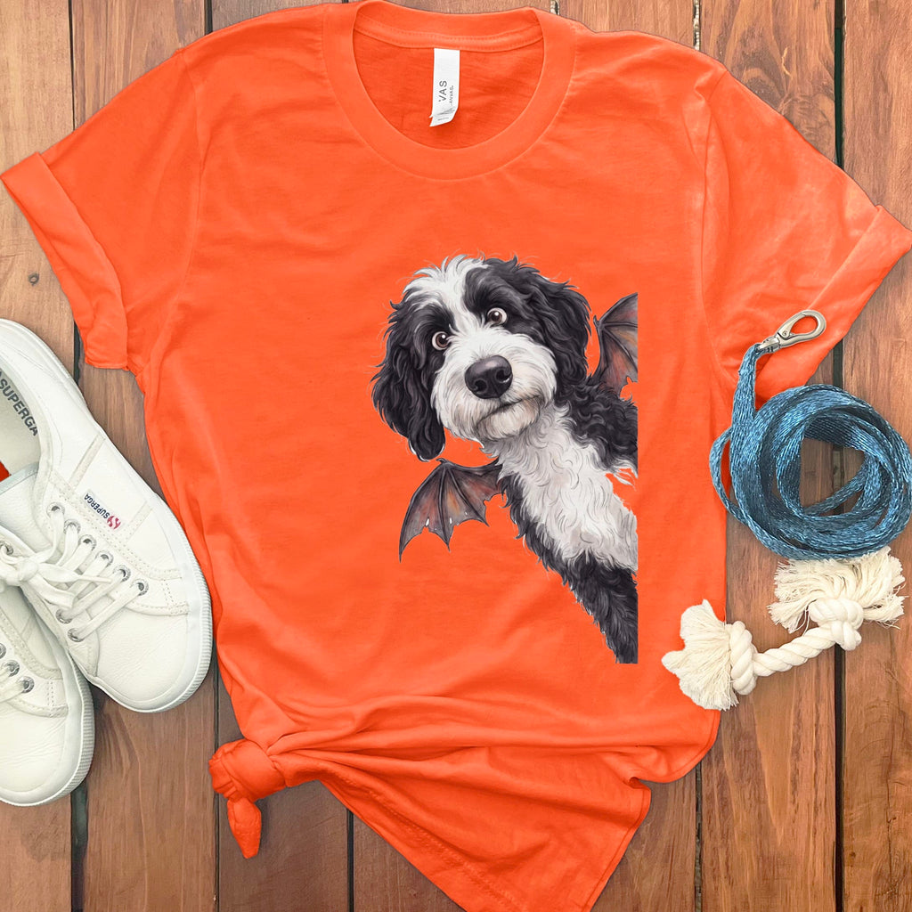 Bat Sheepadoodle T-Shirt in Orange / S by Puppy Jo