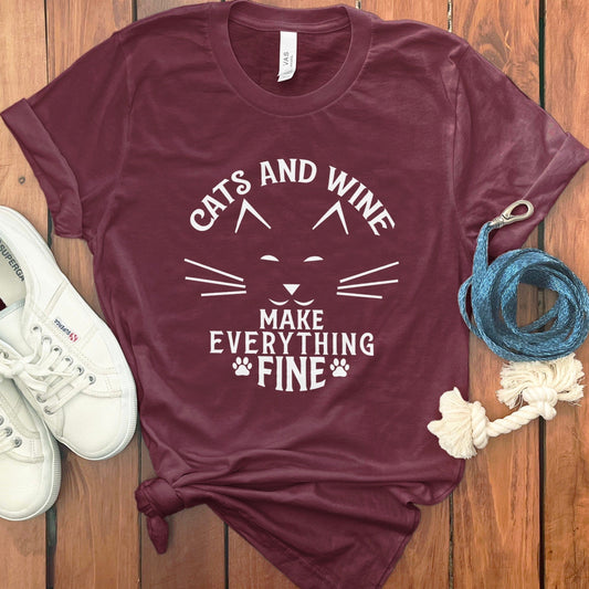 Cats and Wine Make Everything Fine T-shirt product