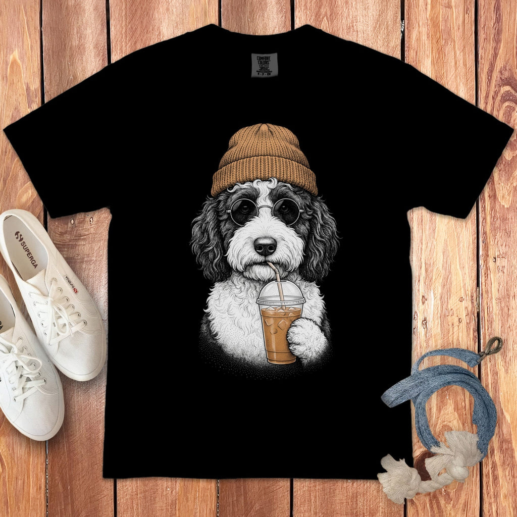 Sheepadoodle Ice Latte Signature T-Shirt in Black / S by Puppy Jo