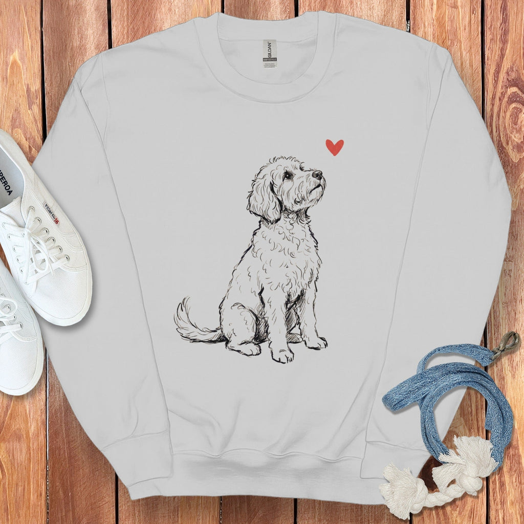 Cute Dog with Red Heart Sweatshirt