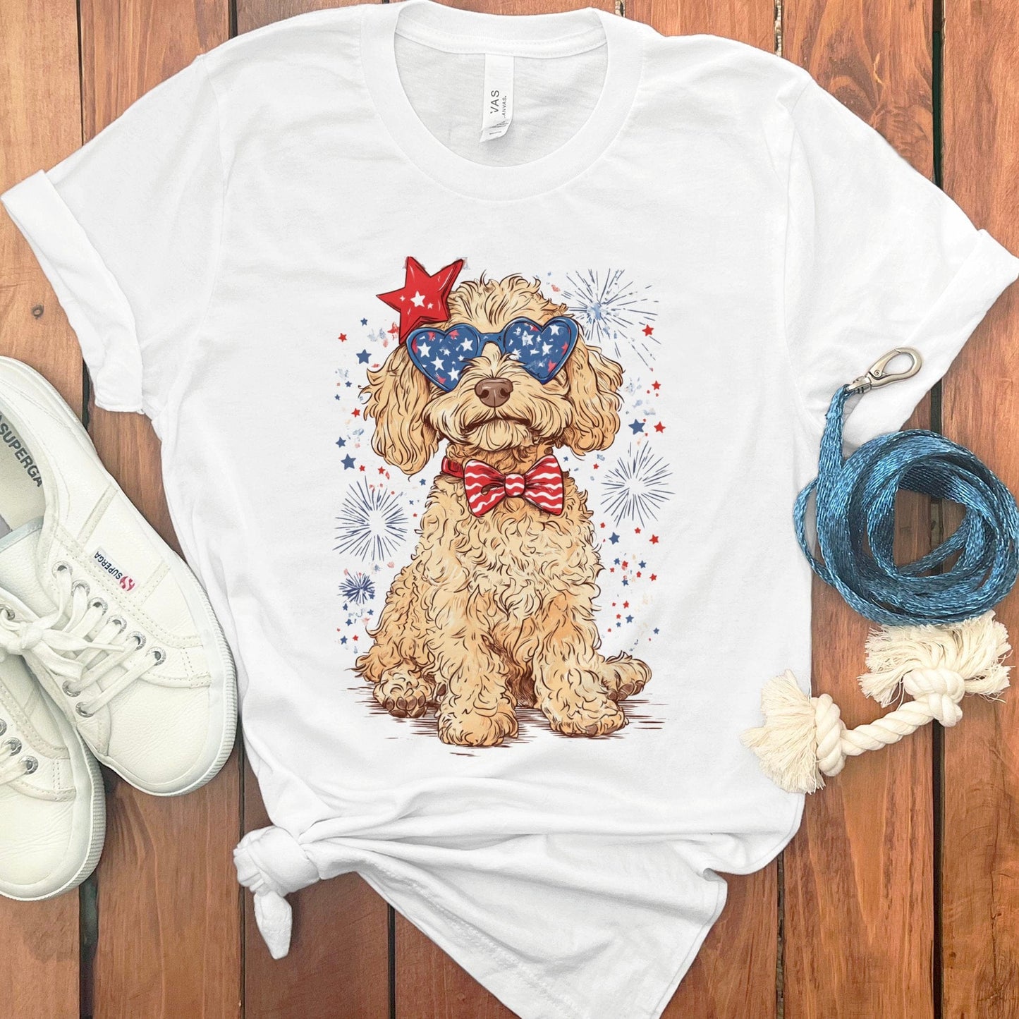 Cute Dog with Sunglasses and Bow Tie Graphic T-Shirt product type