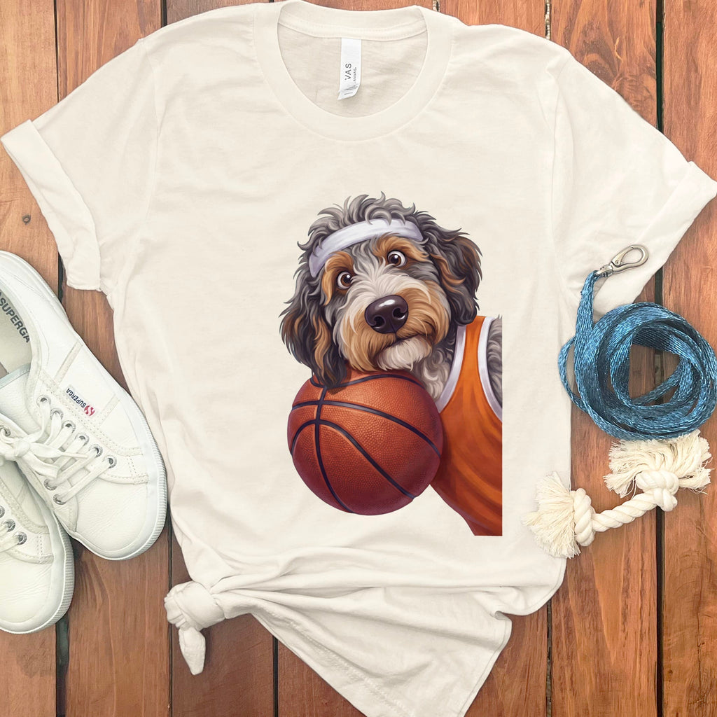 Aussiedoodle Basketball Player T-Shirt in Natural / S by Puppy Jo