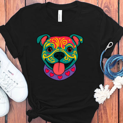 Colorful Dog Face with Hearts T-shirt product