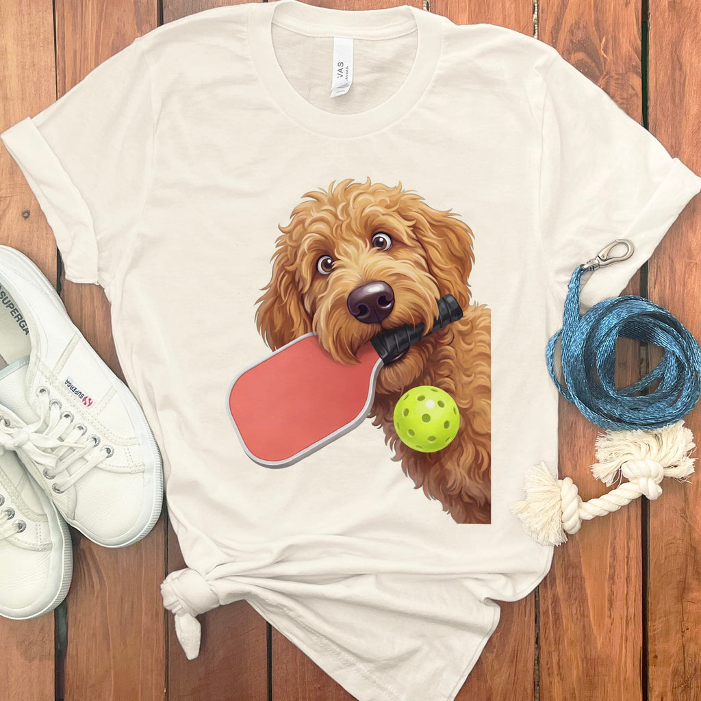 Apricot Goldendoodle Pickleball T-Shirt in Natural / S by Puppy Jo
