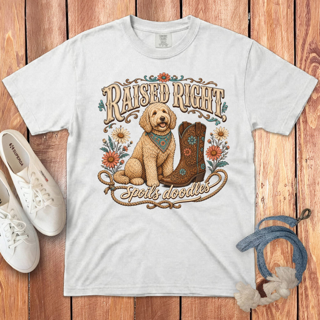 Goldendoodle Raised Signature T-Shirt in White / S by Puppy Jo