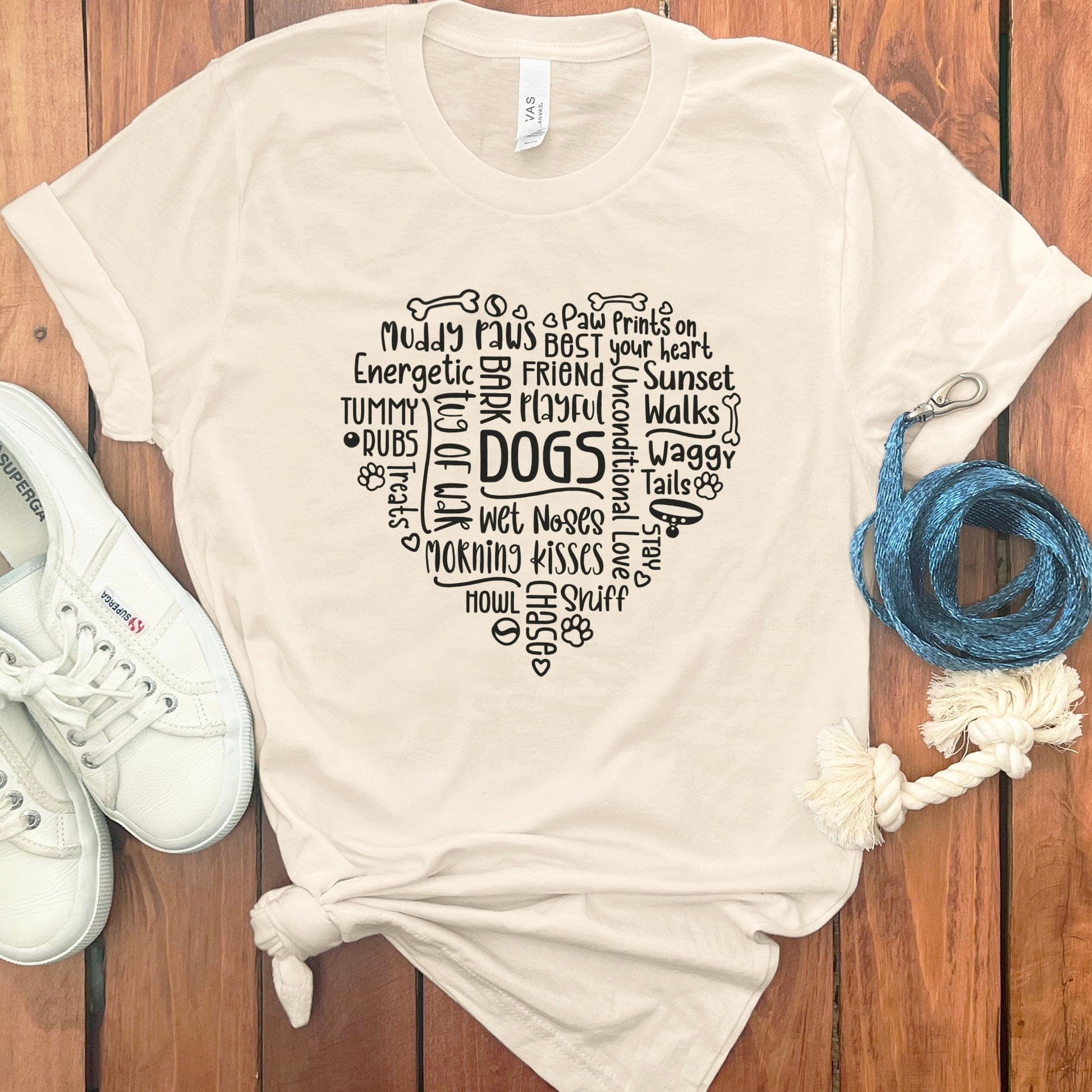 Heart Shaped Dog Themed Words T-shirt Casual Product