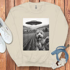 Alien Ship Visits Dog on Farm Sweatshirt