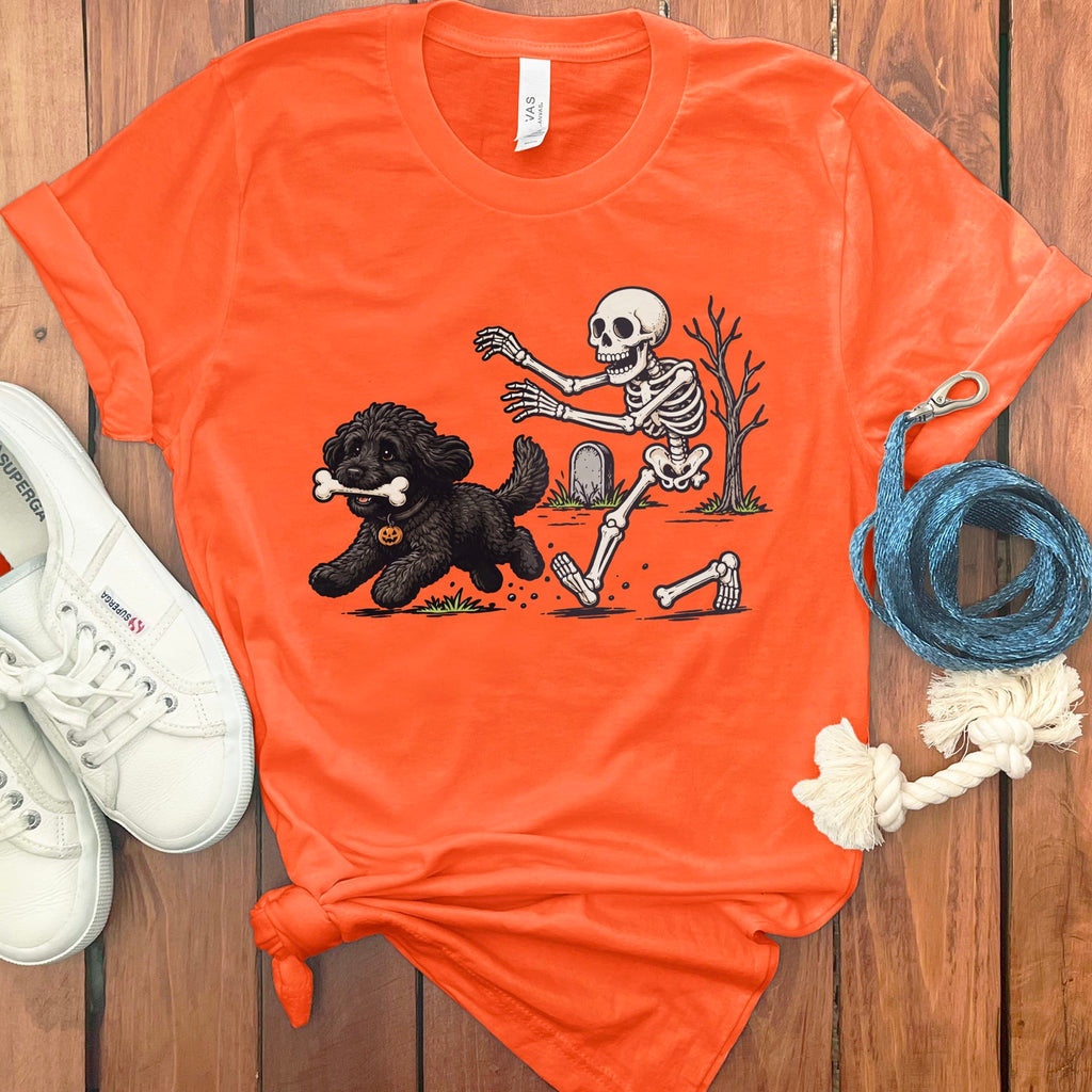 Black Goldendoodle Bone Thief T-Shirt in Orange / S by Puppy Jo